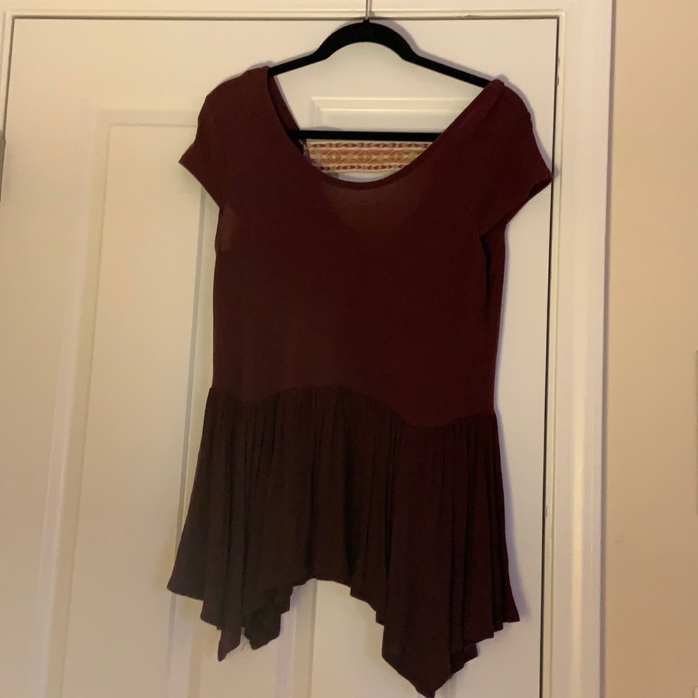 Burgundy peplum top